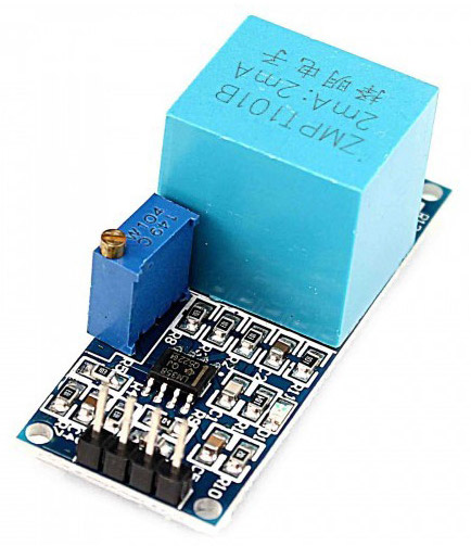 Photo showing the ZMPT101B voltage sensor module with the correct LM358 dual op-amp installed (sourced from the web)